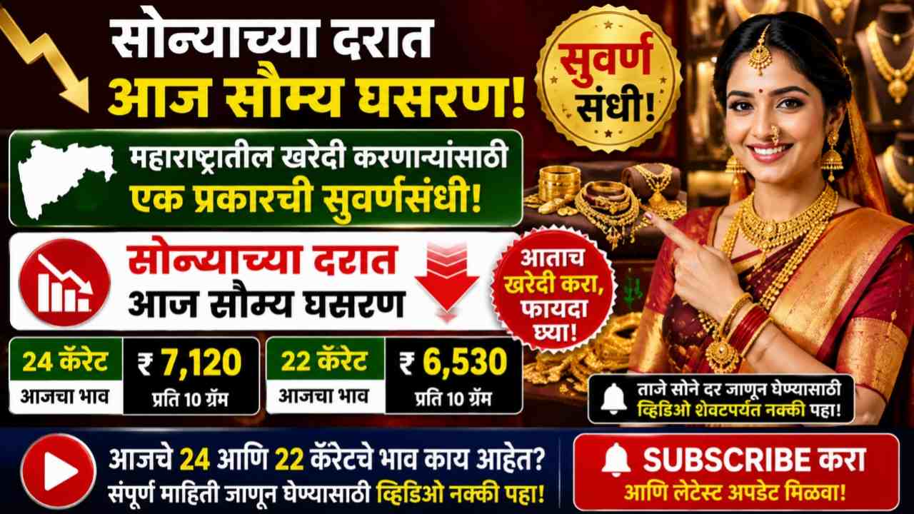 सोन्याच्या दरात सौम्य घसरण: महाराष्ट्रातील खरेदीदारांसाठी गुंतवणुकीची उत्तम संधी Gold Price Today